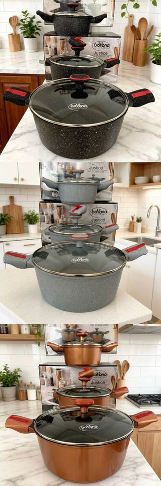 Set 3 Casseruole 20-24-28 Manici Rimovibili