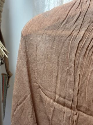 Fular fino de lino beige/marrón