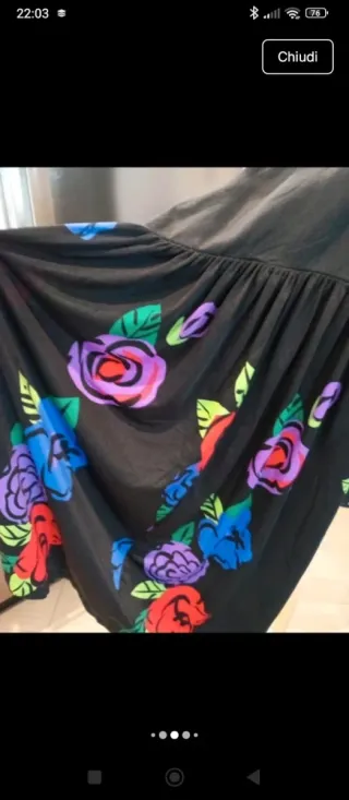 Abito Louis Feraud Nero Floreale Taglia 40/42