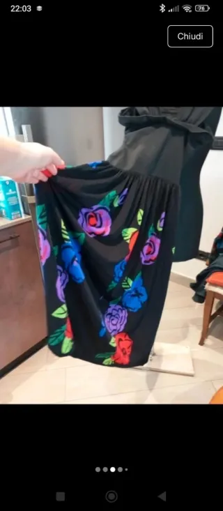Abito Louis Feraud Nero Floreale Taglia 40/42