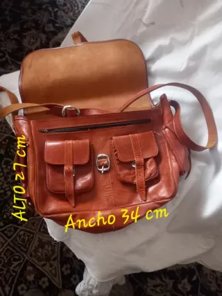 Bolso Cuero Vintage Unisex Marrón