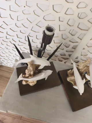 Pareja Lámparas Mesa Delfines