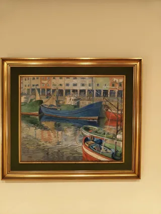 Cuadro de Barcos en Puerto