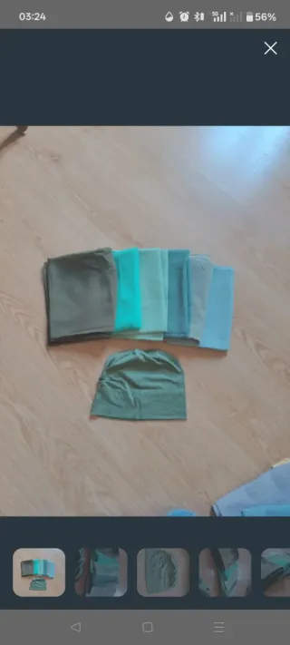 Conjunto 6 Hijabs tonos verdes + gorro en conjunto