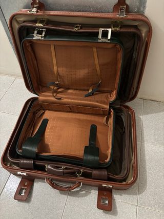 3 Maletas Vintage Marrón y Verde