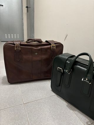 3 Maletas Vintage Marrón y Verde