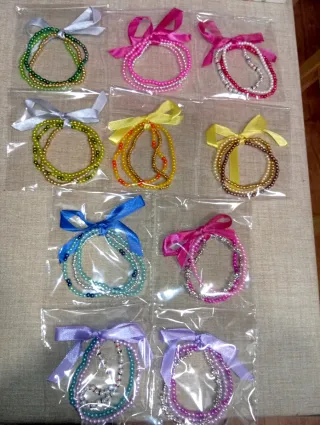 Conjunto 3 pulseritas con perlas