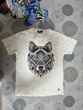 T-shirt donna vintage stampa lupo