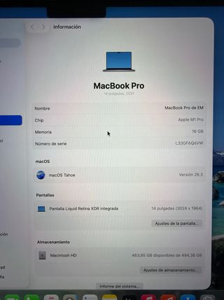 MacBook Pro M1 Pro 2021 16GB RAM 500GB SSD