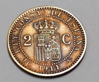 Moneda 2 céntimos Alfonso XIII 1911*11 PCV - MBC
