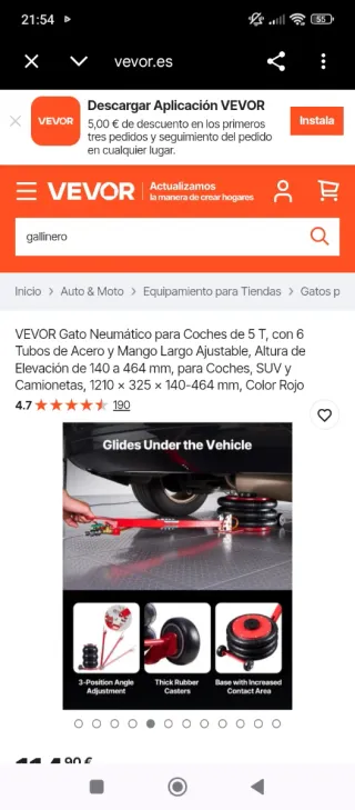 Gato Neumático Portátil VEVOR