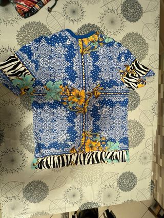 T-shirt uomo/donna vintage blu multicolor