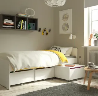 Cama Ikea SLÄKT con 3 cajones