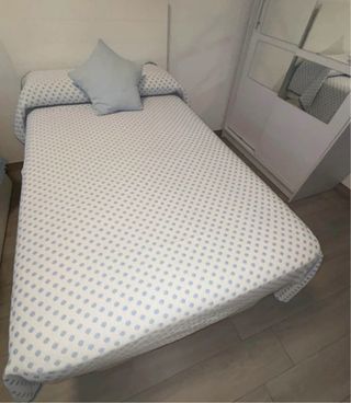 Colcha Cama Azul y Blanca 105