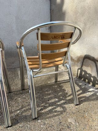 4 Sillas de Terraza Metal y Madera