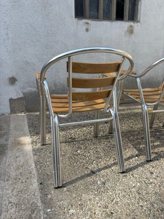 4 Sillas de Terraza Metal y Madera