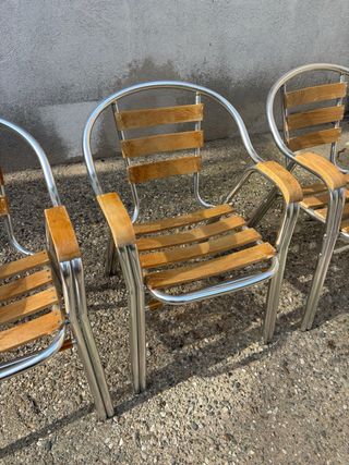 4 Sillas de Terraza Metal y Madera