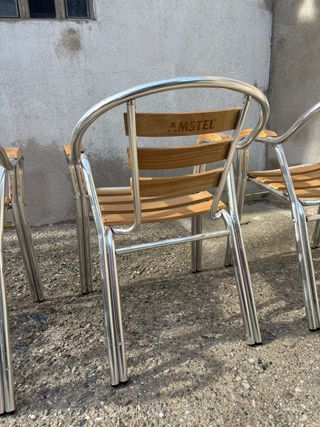 4 Sillas de Terraza Metal y Madera
