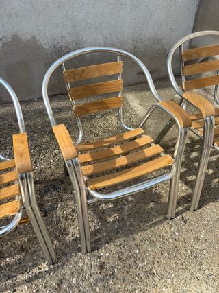 4 Sillas de Terraza Metal y Madera