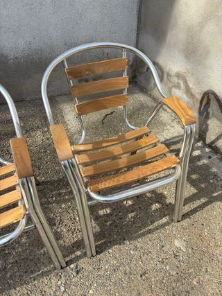 4 Sillas de Terraza Metal y Madera