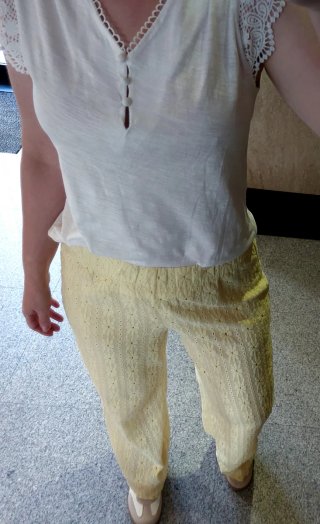 Pantalón textura, amarillo vainilla, M/L