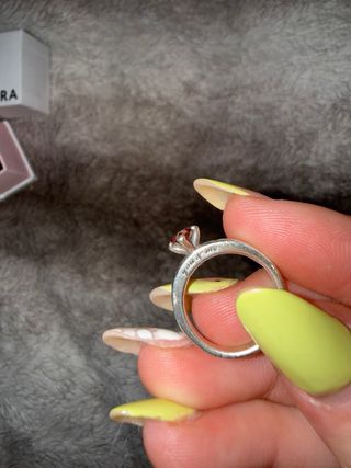 Anillo Pandora Corazón Rosa y Plata