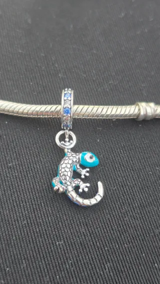 Charm Salamandra Azul Plata Ley 925