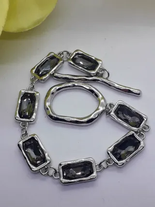 Pulsera Nueva Cristales Gris Antracita