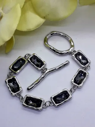 Pulsera Nueva Cristales Gris Antracita