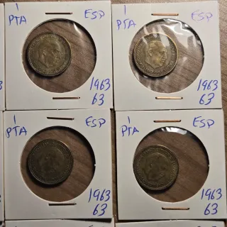 LOTE 9 Monedas de 1 peseta 1963 estrella 63