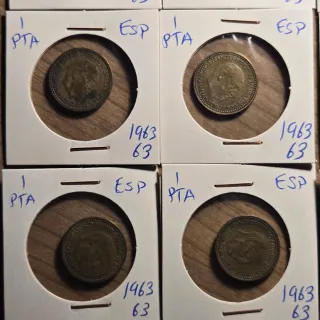 LOTE 9 Monedas de 1 peseta 1963 estrella 63