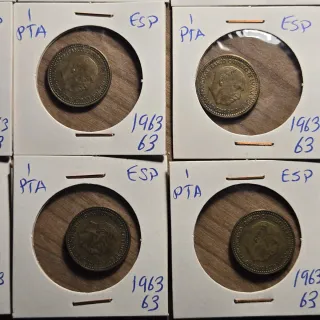 LOTE 9 Monedas de 1 peseta 1963 estrella 63