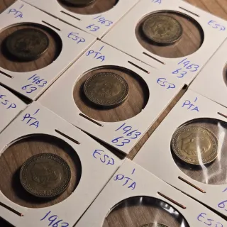 LOTE 9 Monedas de 1 peseta 1963 estrella 63