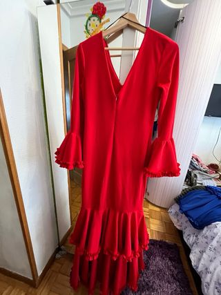 Traje Flamenca Rojo Volante Alto