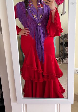 Traje Flamenca Rojo Volante Alto