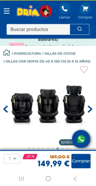 Silla Coche Babyauto Grupo 0/1/2/3 Negra