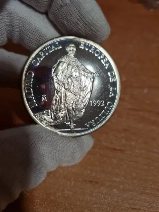 Moneda Plata 5 Ecus Madrid Capital Europea