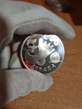 Moneda Plata 5 Ecus Madrid Capital Europea