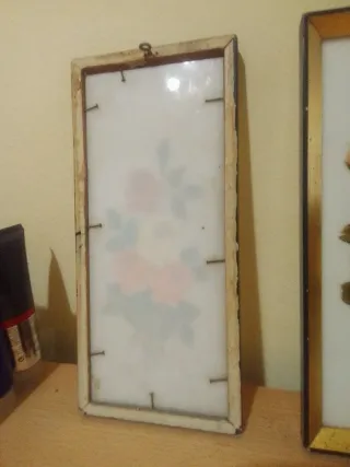 2 Cuadros Vintage Flores Pintados a Mano