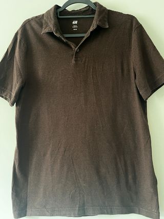 2 Polos H&M Slim Fit Talla M Marrón y verde agua.