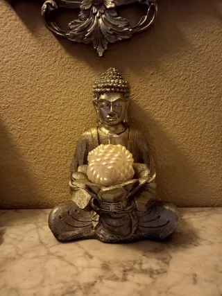 Figura Buda Plata Portavelas