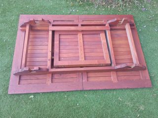 Conjunto 2 sillas plegables + mesa de madera