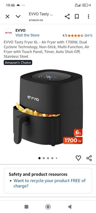 Freidora EVVO Tasty 6L 1700W