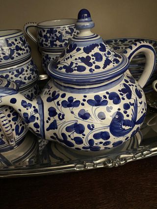 Servizio Tè Deruta Arabesco Blu Vintage Anni 70