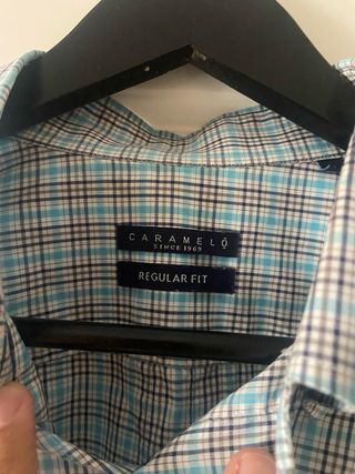 Camisa Caramelo Cuadros Azul