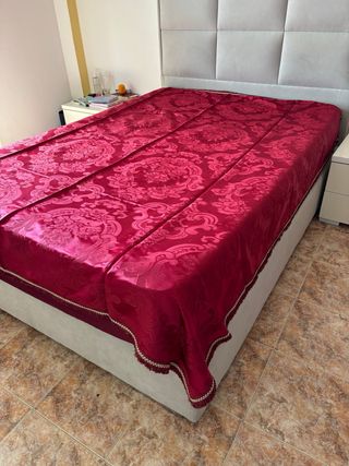 Colcha Damasco Bordeaux 200x220 c/Franjas
