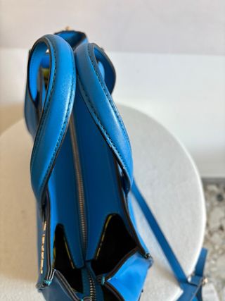 Borsa donna eco pelle bluette con manici