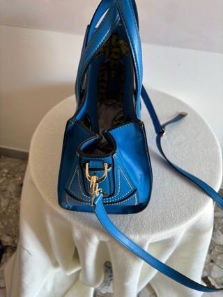 Borsa donna eco pelle bluette con manici