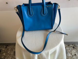 Borsa donna eco pelle bluette con manici
