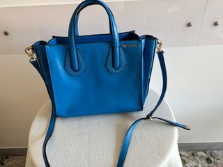 Borsa donna eco pelle bluette con manici
